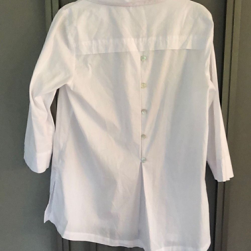 Zac & Rachel White tunic blouse with shell button detail size L - Picture 5 of 7